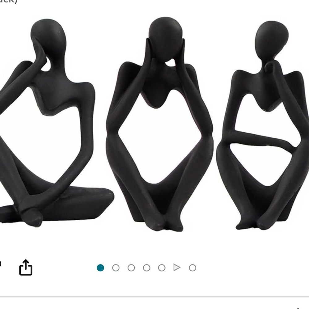 fumisee 3Pcs Abstract Thinker Statue Set Mini Resin Thinker Statue Suit